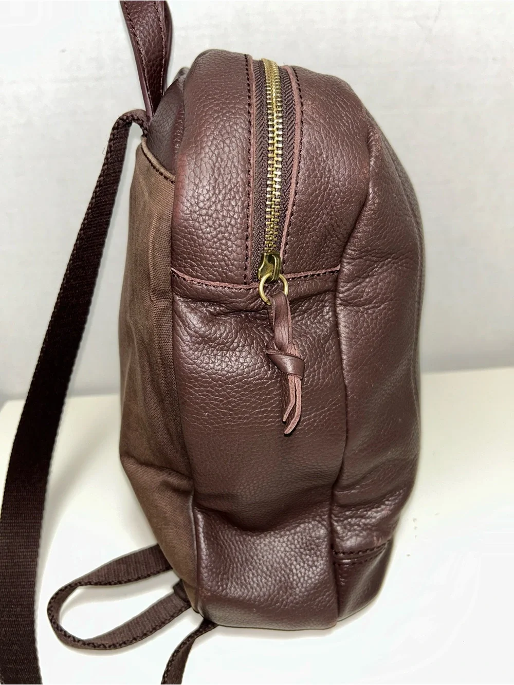 The Sak De Young Brown Pebbled Leather Zip Backpack